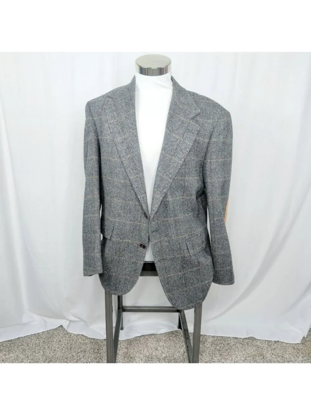 Vintage 80s Gray Tweed Blazer 41R Medium Evan Picone Sportscoat